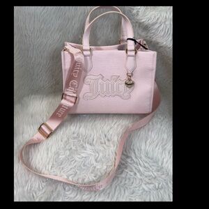 NWT Juicy Couture Powder Blush Tote Bag Crossbody Faux Leather Logo New Gift $99